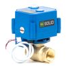 U.S. Solid 1/2" Motorized Ball Valve with Manual Function - Brass, Full Port, 85-265V AC, 2 Wire Auto Return, Normally Closed