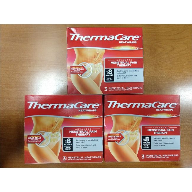 3 Boxes of 3: ThermaCare Menstrual Heating Pad Pain Relief (Exp 6/24) 0029 R6P6