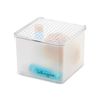madesmart Bin with Lid-Stack Collection Stackable, Soft-Grip Lining and Non-Slip Feet, Small, Frost