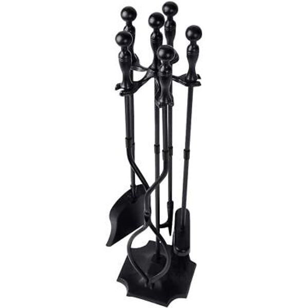 AMAGABELI GARDEN & HOME 5 Pcs Fireplace Tools Sets Black 31 inch,