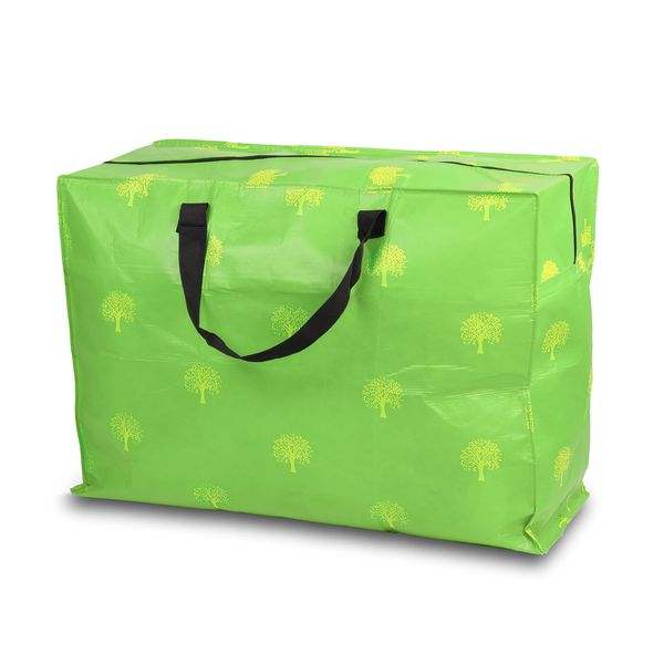 Enormous Jumbo XL Clothing Toys Home Laundry Storage Bag Made From Recycled Material. Really Big Extra Deep Massive Green Tree Pattern Sorti Bag. 127 Litres. 54 x 74 x 32 cm