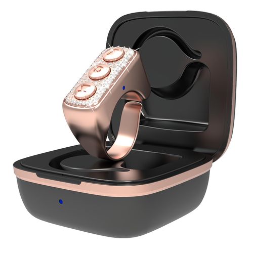 Fingertip Bluetooth Remote Control TIK TOK Wireless Page Turner TYUOBOX Camera Remote Shutter Selfie Button Controller with Charging Case for iPhone Android Ipad Cell Phone (Rose Pink)