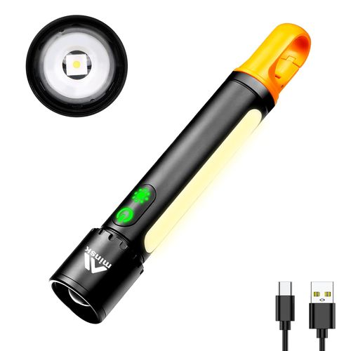 Flashlights High Lumens, Rechargeable Flashlights with COB Sidelight, 2000 Lumen Super Bright Led Flashlight, IPX5 Waterproof Flash Light with Hook, Perfect for Outdoors, Camping, Hiking & Emergency