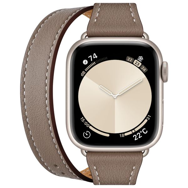 Compatible Apple Watch Band 40mm 41mm 38mm Leather Double Wrap Compatible Apple Watch Band Leather Women Thin Replacement Luxury Strap Compatible iWatch SE/SE2/Series9/8/7/6/5/4/3/2/1(Camel