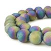 RUBYCA Round Dyed Electroplated Druzy Agate Quartz Crystal Gemstone Beads (1 Strand, Rainbow, 12mm)