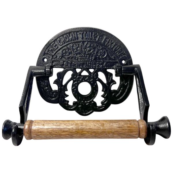Elegant Black 'Crown' Iron Toilet Roll Holder – Decorative, Durable, and Stylish Bathroom Accessory