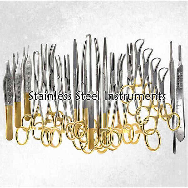 German Gold 22 Pcs General Surgery Spay Pack Surgical Dental Instruments Kit