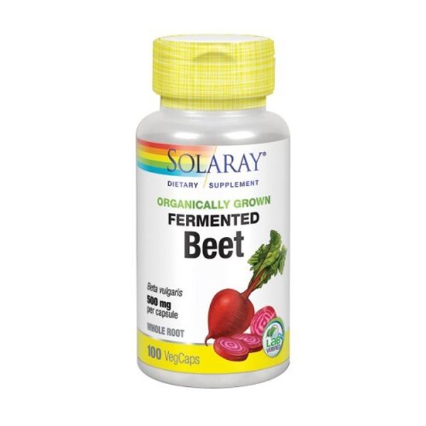 Organically Grown Fermented Beet Root 500 mg 100 Veg Caps By Solaray