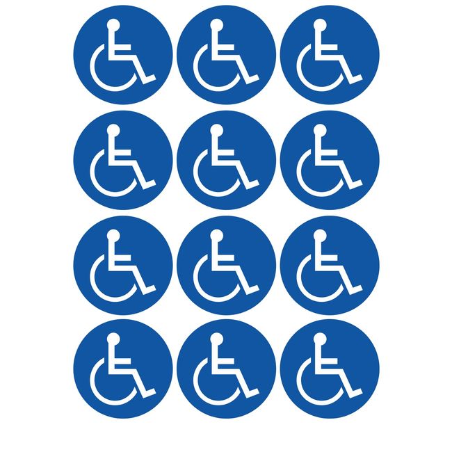 Wheelchair Sticker Walking Disability - for Car - Transport Set of 16 - 16 x 4 cm Sign Self-Adhesive Card Sticker - TK49