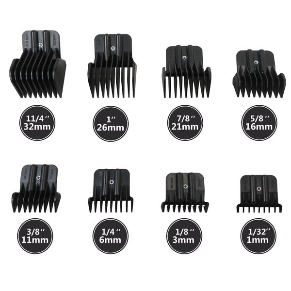 8 Pack Premium Trimmer Guards Fit for BaBylissPRO Barberology FX787S, FX787BN & FX787GDB Trimmer, Replacement Guards with Metal Spring Clip - From 1/32-5/4 inch Snap on Blade Attachment Combs Set