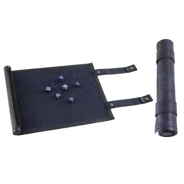 Forged Dice Co Scroll Dice Tray and Rolling Mat with Zippered Dice Holder - Storage Pouch Holds up to 14 Metal or Plastic Polyhedral Dice - Compatible with DND and Dungeons & Dragons Game Dice