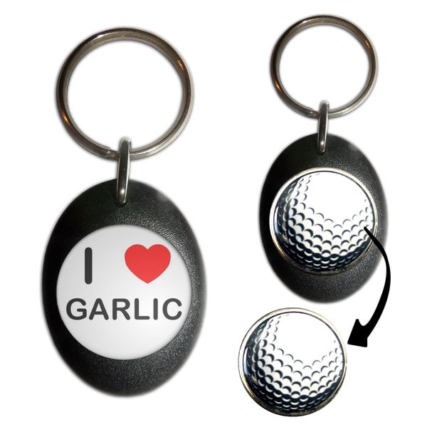 BadgeBeast.co.uk I Love Garlic - Black Golf Ball Marker Key Ring