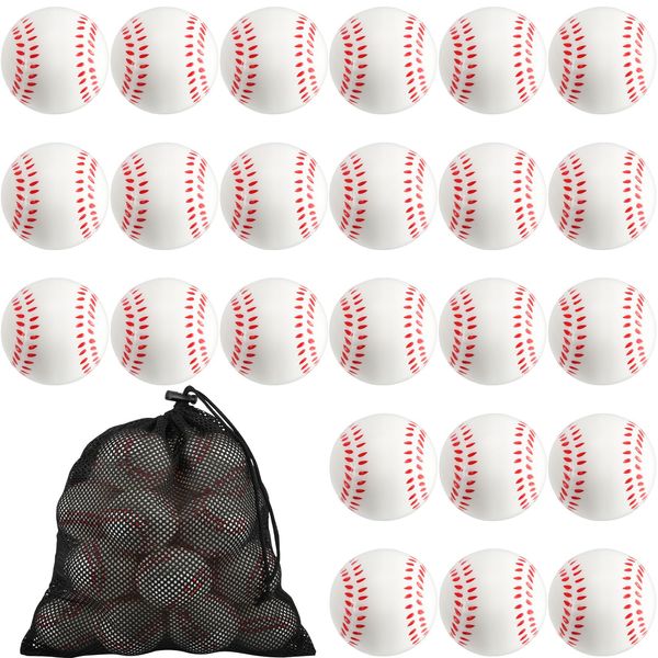 IJRPLM 24 Pcs Baseball Stress Ball,2.5 in Foam Squeeze Balls,Mini Baseball Stress Balls for Anxiety Relief,Relaxation,Small Sports Balls for Party Carnival Reward Baseball Sports Themed Party