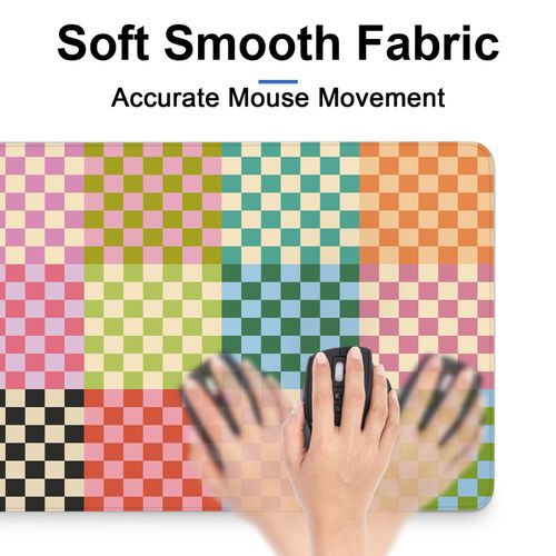 Checkered Mouse Pad Gaming, Large Mouse Pad for Desk, Checkered Desk Mat, Extended Mousepad with Non-Slip Rubber Base Stitched Edge, Long Keyboard Mat for Gaming Home Office, 35.4" x 15.7"