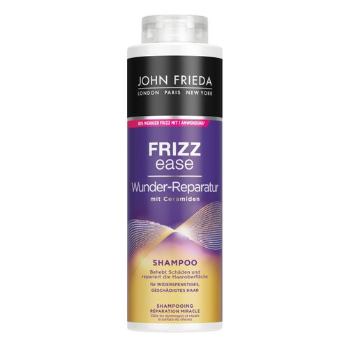 John Frieda Miracle Repair Shampoo – Value Size: 500 ml – Frizz Ease Series – Hair Type: Unruly, Damaged, Stressed – Cabinet Size