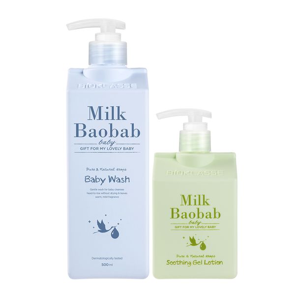 Milk Baobab Baby Wash 500ml + Baby Soothing Gel Lotion 250ml