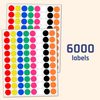 6000 Pack, 20mm Round Coloured Dot Stickers Circle - 8 Colours