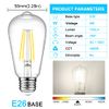 Ascher LED Edison Bulbs 6W, Equivalent 60W, High Brightness Daylight White 4000K, 700 Lumens, ST58 Vintage LED Filament Bulbs with 80+ CRI, E26 Base, Non-Dimmable, Clear Glass, 4 Packs