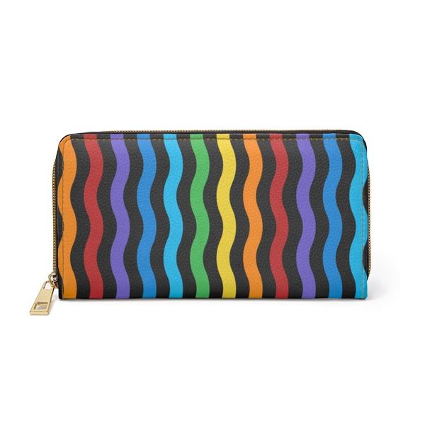 Womens Wallet, Zip Purse, Rainbow Swirl V-stripe - One size