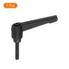 sourcing map 3Pcs M5 x 25mm Adjustable Knobs Handle Male Thread Push Button Ratchet Quick Release Locking Rotating Bolt for Lathe Machinery, Black