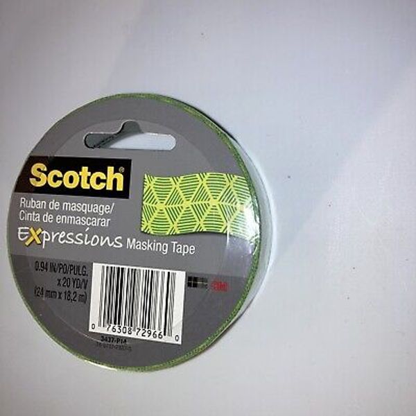 Scotch Expressions Masking Tape, 0.94 Inch x 20 Yards, Light Green With Designs