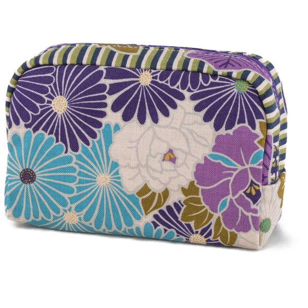 Noren Pouch, Women's, Men's, Cosmetic Pouch, Japanese Pattern (Retro Flower Box Pouch), Made in Japan, Makeup Pouch, Small Items, Travel Pouch, purple