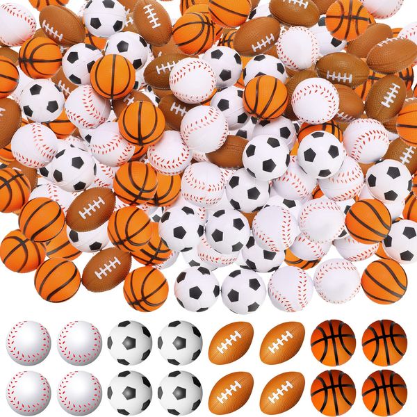 Jerify 200 Pieces Mini Foam Sports Balls Party Favors Mini Baseball Football Basketball Soccer Stress Ball Bulk Sports Prizes for Adults Little Game Sports Themed Birthday Party Supplies Decorations