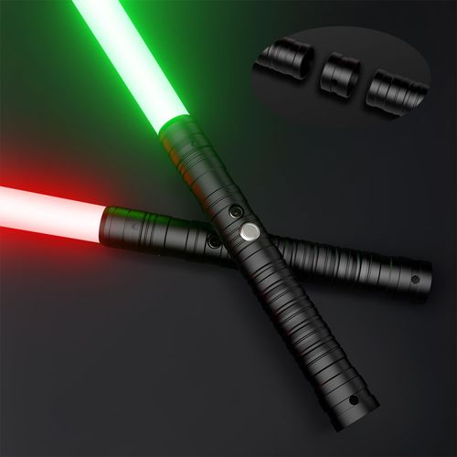 Oueyes Lightsabers Metal Hilt Dueling Light Sabers RGB 14 Color, FX Sound, Doubled Blade, Rechargeable Sword for Adult Kids Birthday Cosplay