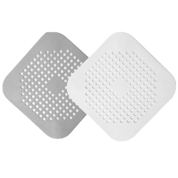 LIKENNY Drain Lid Drain Cover Hair Catcher Set of 2 Preventing Congestion Trash Stopper Drain Net for Bathroom, Bathtub, Kitchen, Shallow Drain (White + Gray)