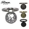Roen Black Smart Phone Ring, Round, Stand, Thin, Fall Prevention, Skull, Removable 360° Rotation, Includes Drawstring Bag, Gold