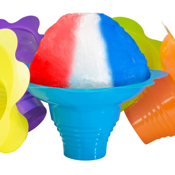 Super Cute Flower Cups 10 Pack. Colorful, Leak Proof Small Bowls Are Perfect Snow Cone Supply for Kids Birthday Party or Summer Cookout. Easy Grip Bowl For Shaved Ice, Snacks or Ice Cream