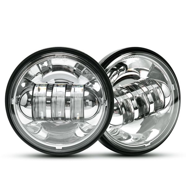 LX-LIGHT Dot approved 2 PCS Chrome 4.5 Inch LED Passing Light LED Fog Lamps for Motorcycles Auxiliary Light Bulb Motorcycle Projector Driving Lamp