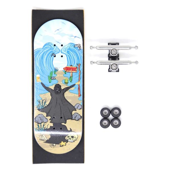 Skull Fingerboards® Drunk Moses 34mm Pro Part Upgraded Complete Professional Wooden Fingerboard Mini Skateboard 5 PLY Premium Grade Veneer with Polyurethane ABEC Bearing Wheels