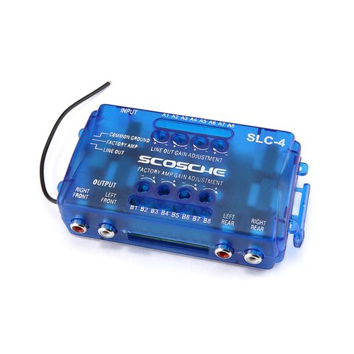 SCOSCHE SLC4 Car Stereo Speaker 4-Channel Audio Lineout Converter/OEM Amplifier Adapter with Adjustable Level Controls