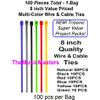 100 Pack Assorted Colors 8 inch Wire Cable Ties Nylon Zip Tie Down Wraps Straps
