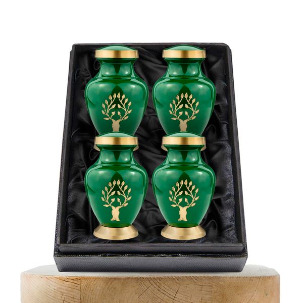 Trupoint Memorials Cremation Urns for Human Ashes - Decorative Urns, Urns for Human Ashes Female & Male, Urns for Ashes Adult Female, Funeral Urns - Dark Green, 4 Small Keepsakes