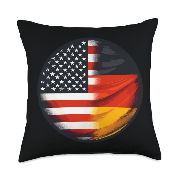 American German USA Germany Flag Throw Pillow