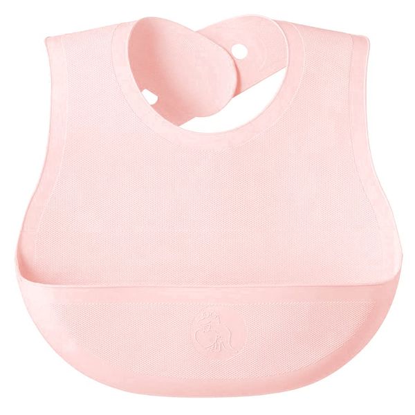 Smart Start Easy Care Soft Safe Material Fit Neck Spill Pocket Apron Smart Bib Baby Pink