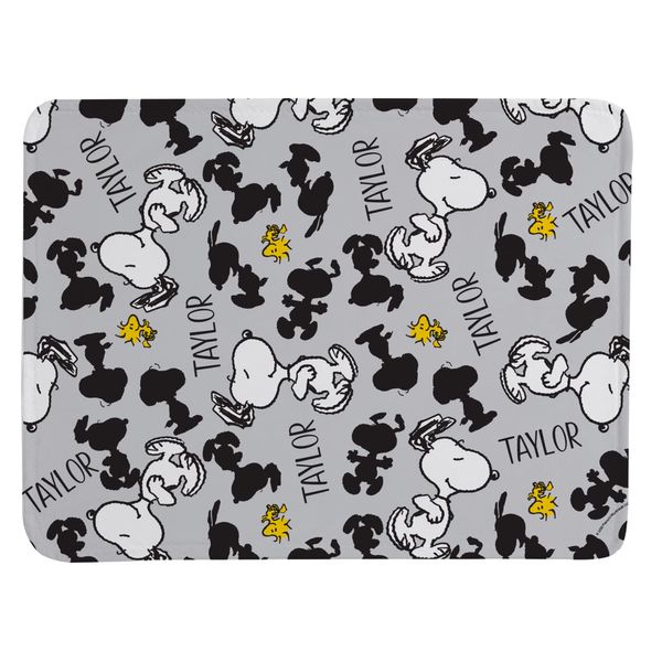 Let's Make Memories Personalized Peanuts All Over Snoopy Pattern Plush Blanket - Gray- 50x60