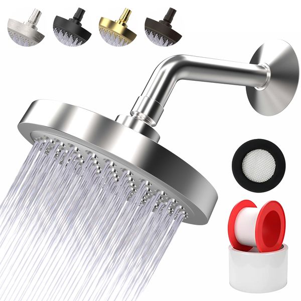 CIRCLESPLASH Shower Head - High Pressure Rain Booster - Anti Clog Self Cleaning Overhead Showerhead - Tool-less 1 min Install - Universal Replacement Chrome Finish - Rainfall 6 inch