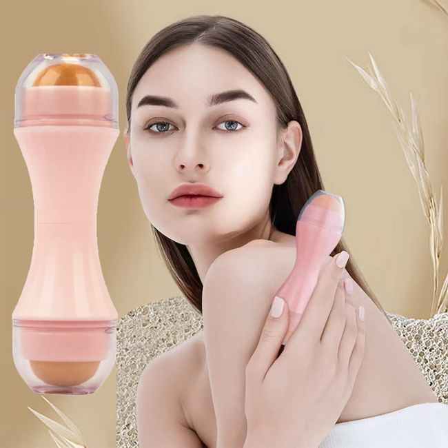 Double-Head Oil-Absorbing Roller Oil-Absorbing Ball on Volcanic Surface shrinks pores Beauty Expert Degreasing Beauty Stick is Light and Portable (Pink)