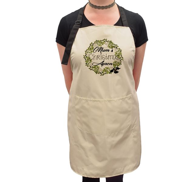 Personalised with Name Christmas Wreath Design Stone Apron with Name