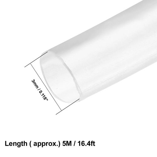 sourcing map Heat Shrink Tubing 1/8"(3mm) Dia 5m 2:1 Heat Shrink Tube Wire Wrap Clear