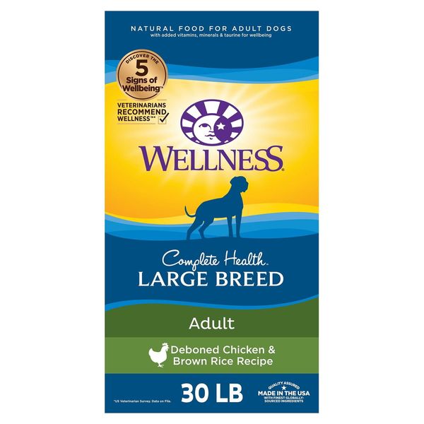 Wellness Health Natural Dry Large Breed Dog Food Chicken & Rice 30-Pound Bag