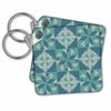 set of 2 Key Chains - Turquoise Quilt Pattern Patterns