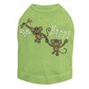 Monkeys - Be Happy - Dog Shirt, S Lime Green