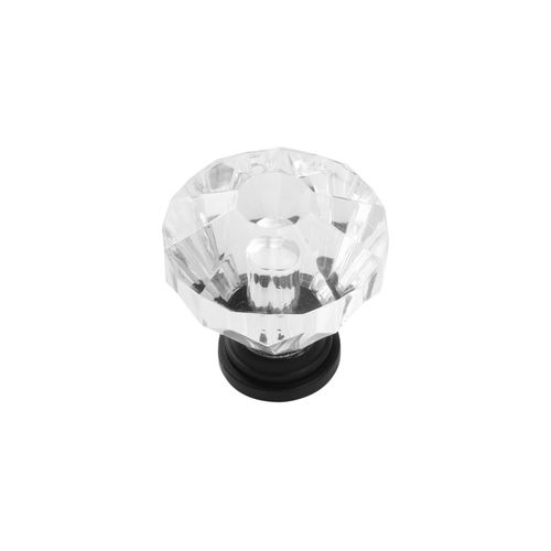 Hickory Hardware Crystal Palace Collection Knob 1-1/4 Inch Diameter Crysacrylic with Matte Black Finish (10 Pack)