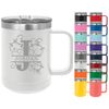 Personalized Monogram & Name 15oz Powder Coated Mug with Lid Custom Engraved (Red)