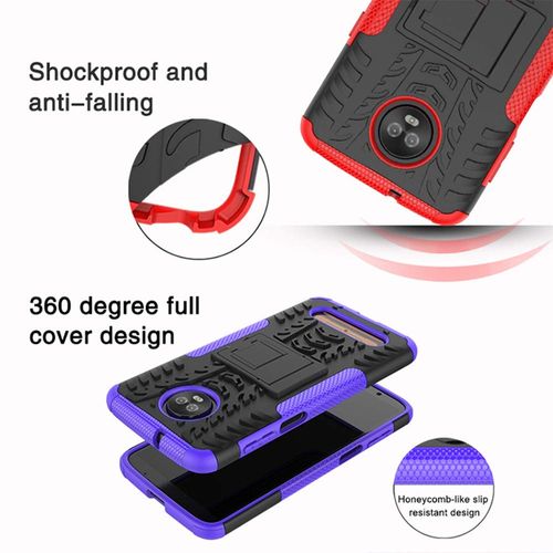 Yiakeng for Moto Z3 Case, Moto Z3 Play Case, Dual Layer Shockproof Slim Protective with Kickstand Hard Phone Case Cover for Motorola Moto Z3 (Red)