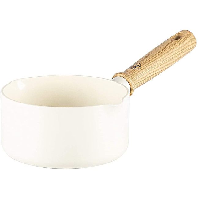 Green Chef Single Handle Saucepan, IH Compatible, 6.3 inches (16 cm), Ceramic, Non-Stick, Fluorine-free, Vintage White